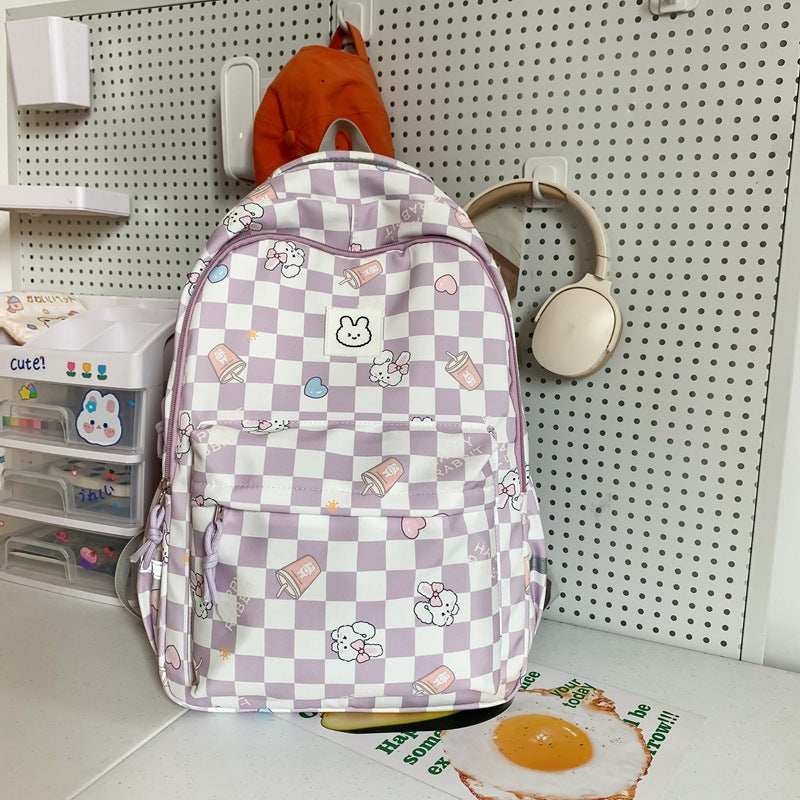 New Korean Style Ins Fashion Schoolbag Women's Junior High School Girl's Heart Japanese Style Small Square Backpack Large Capacity Casual Bag