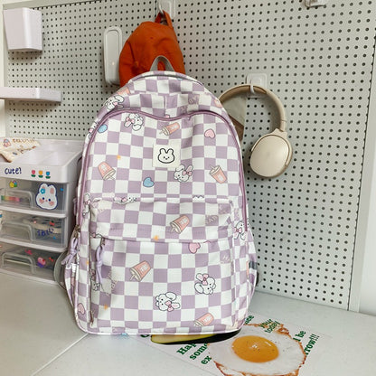 New Korean Style Ins Fashion Schoolbag Women's Junior High School Girl's Heart Japanese Style Small Square Backpack Large Capacity Casual Bag