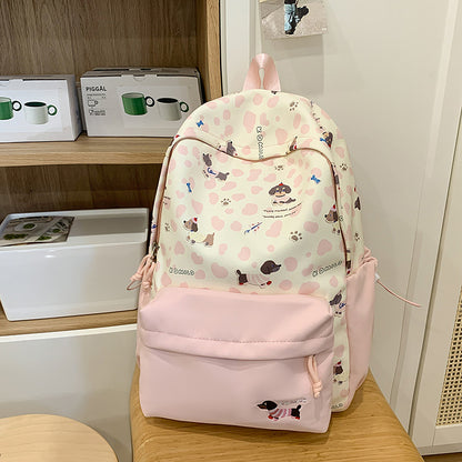 New High-Looking Japanese Style Fresh, Sweet and Cute Puppy Backpack for Middle and High School Students Lightweight Large-Capacity Backpack