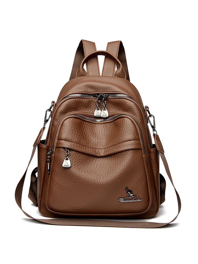 Foreign Trade Hot-Selling Women's Backpack 2026 Simple Solid Color Black Travel Backpack Multifunctional Girls' School Bag Backpack