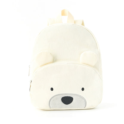 Cross-Border Corduroy Backpack, Large Capacity Student Cartoon Bear School Bag, Fashionable, Casual, High-Looking and Cute Backpack