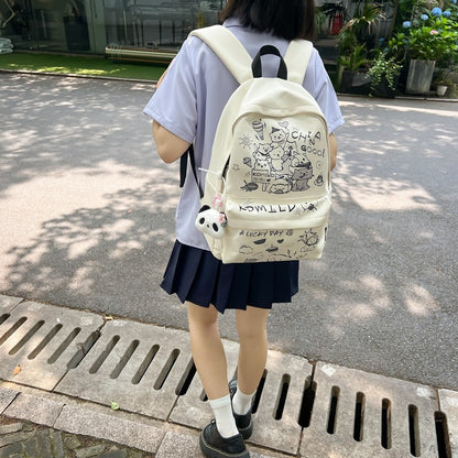 Cute Graffiti Schoolbag Women Junior High School Students Large Capacity Computer Bag Large small size Travel Backpack Western-style Backpack