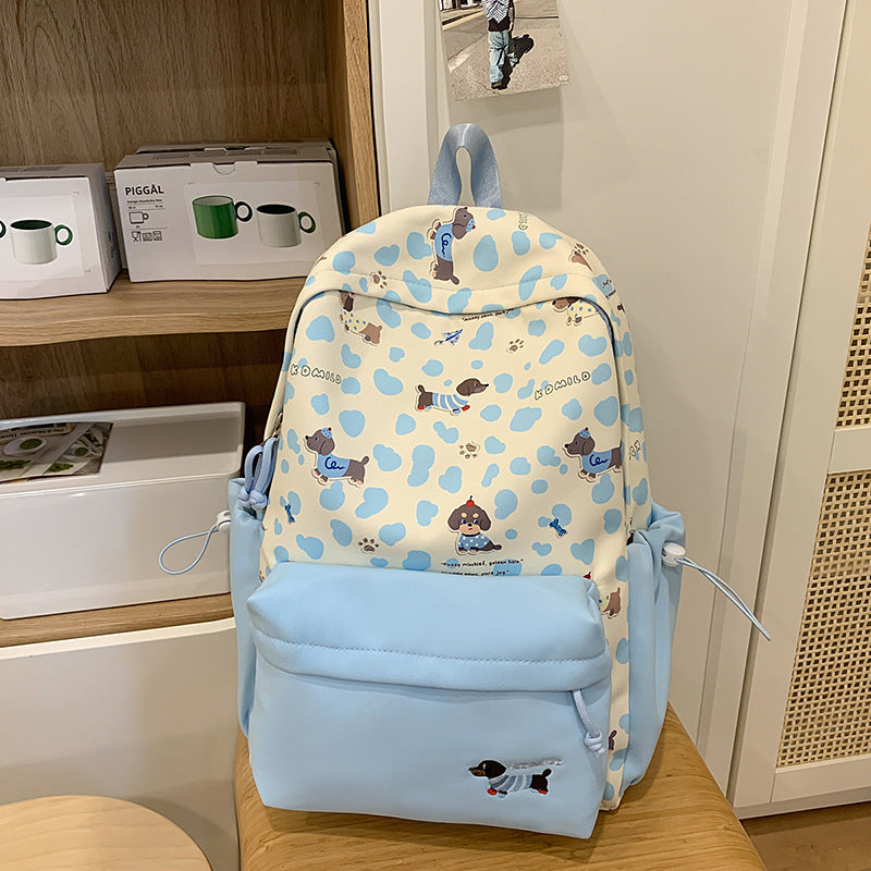 New High-Looking Japanese Style Fresh, Sweet and Cute Puppy Backpack for Middle and High School Students Lightweight Large-Capacity Backpack