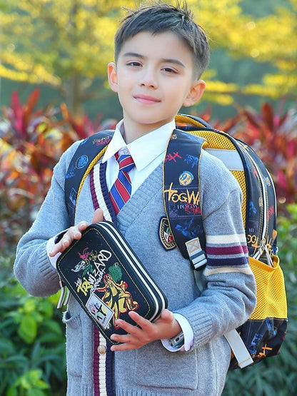 Schoolbag Primary School Students Grade One, Two and Three Boys and Girls Children Super Light Ridge Bag Backpack for 6-12 Years