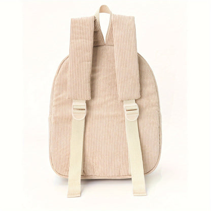 Cross-Border Corduroy Backpack, Large Capacity Student Cartoon Bear School Bag, Fashionable, Casual, High-Looking and Cute Backpack