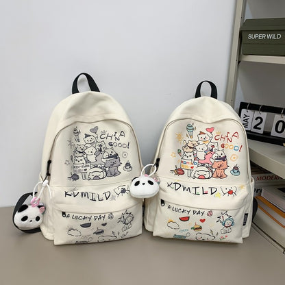 Cute Graffiti Schoolbag Women Junior High School Students Large Capacity Computer Bag Large small size Travel Backpack Western-style Backpack