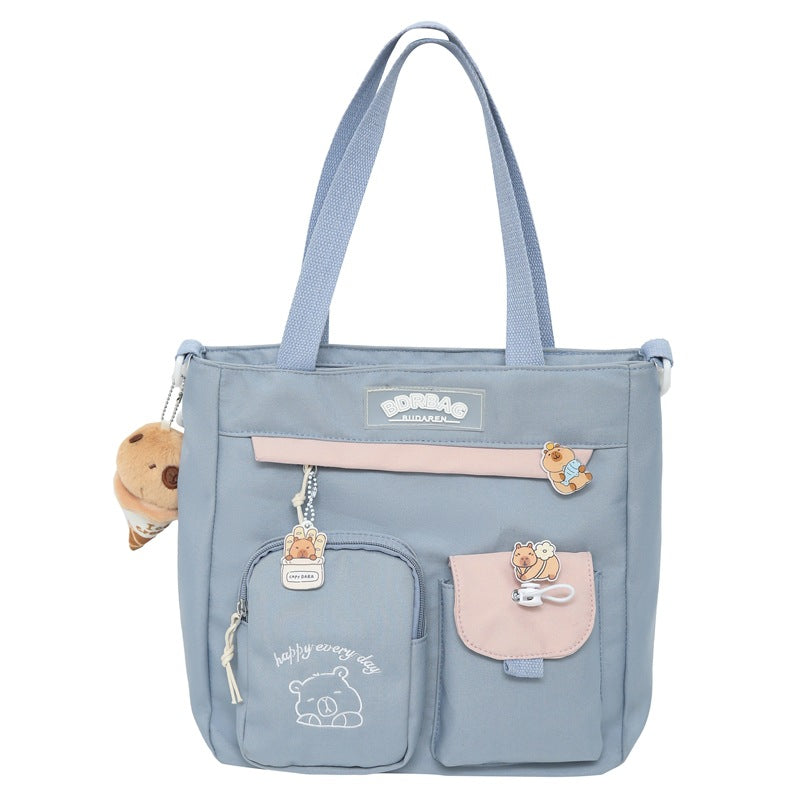 Ins Style School Bag for Girls, Versatile Color-Blocking Large-Capacity Backpack for Middle School and High School Students, Campus Style