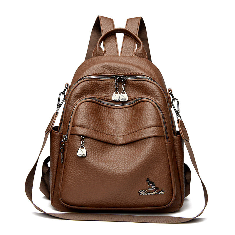 Foreign Trade Hot-Selling Women's Backpack 2026 Simple Solid Color Black Travel Backpack Multifunctional Girls' School Bag Backpack