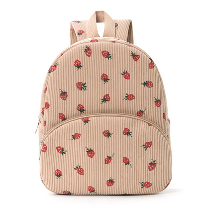 Cross-Border Corduroy Backpack, Large Capacity Student Cartoon Bear School Bag, Fashionable, Casual, High-Looking and Cute Backpack