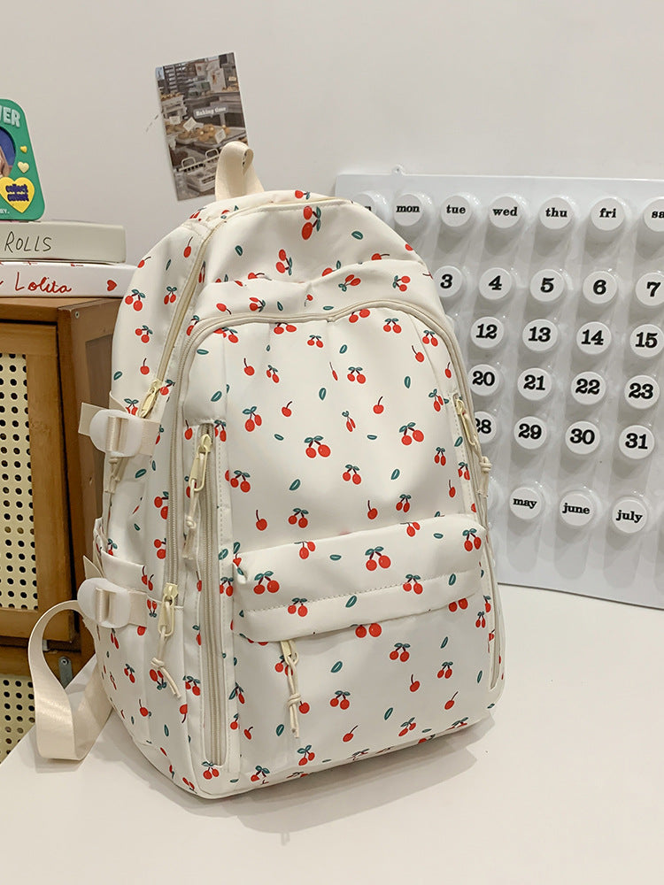 Cross-Border Ready-Made Backpack for Women, Large-Capacity Junior High School Student Schoolbag, Floral Sweet Schoolbag, New Style for Primary School Students
