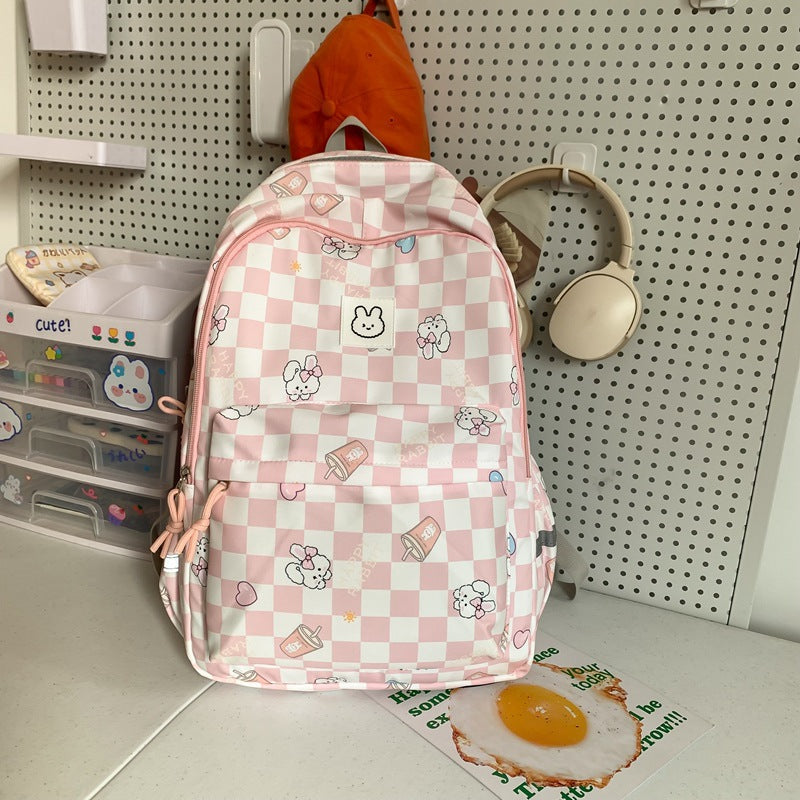 New Korean Style Ins Fashion Schoolbag Women's Junior High School Girl's Heart Japanese Style Small Square Backpack Large Capacity Casual Bag