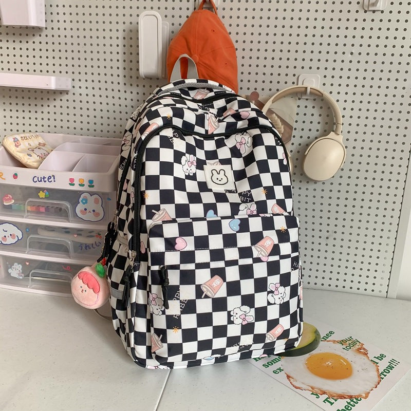New Korean Style Ins Fashion Schoolbag Women's Junior High School Girl's Heart Japanese Style Small Square Backpack Large Capacity Casual Bag