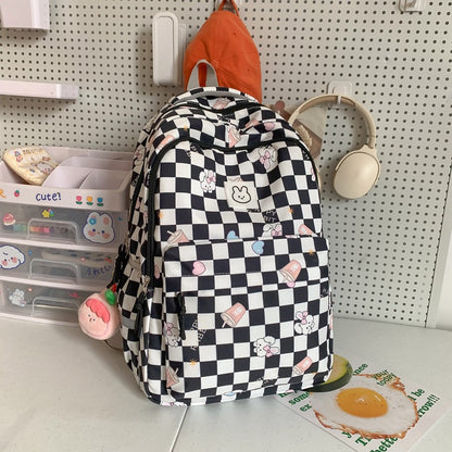 New Korean Style Ins Fashion Schoolbag Women's Junior High School Girl's Heart Japanese Style Small Square Backpack Large Capacity Casual Bag