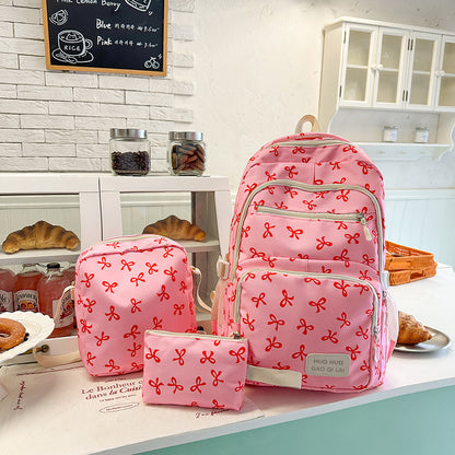 New Girls Backpack Japanese Ins Three-piece Bag Junior Senior high school Student Schoolbag Campus Style Large Capacity Backpack