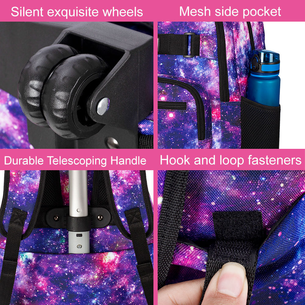 European and American Cross-Border Factory Children's Single-Trolley School Bag Fashion Student Trolley Backpack Dropshipping in Stock