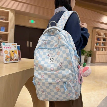 New Korean Style Ins Fashion Schoolbag Women's Junior High School Girl's Heart Japanese Style Small Square Backpack Large Capacity Casual Bag