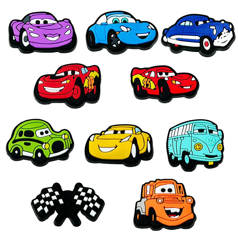 Hot Sales Potdemiel Cartoon Car Series PVC Shoe Charms Accessories Detachable DIY Shoe Decorations Buckle Creativity Gifts