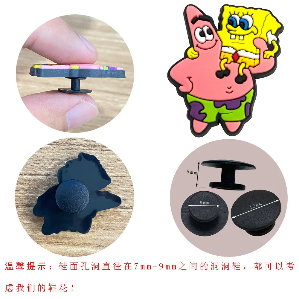 5-100PCS SpongeBob SquarePants Shoe Patrick Star Charm Mix Wholesale PVC cartoon Decoration Detachable Waterproof To Xmas Gift