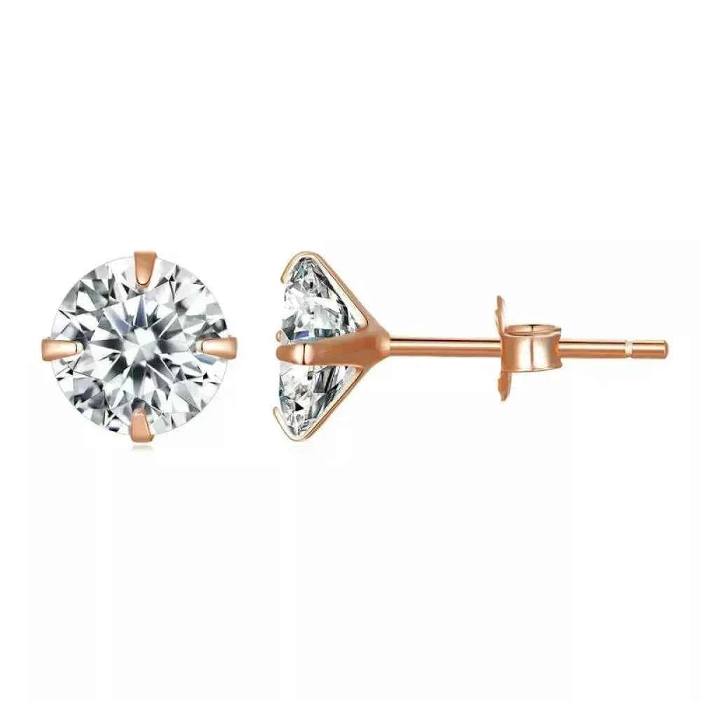 Cz Stud Earrings - 925 Sterling Silver Platinum Plated - Round Cubic Zirconia Hypoallergenic Earrings 4Mm 5Mm 6Mm 7Mm Bse166