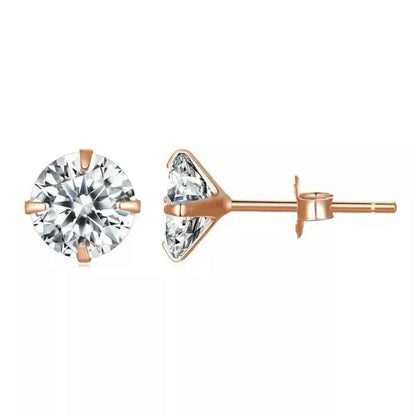 Cz Stud Earrings - 925 Sterling Silver Platinum Plated - Round Cubic Zirconia Hypoallergenic Earrings 4Mm 5Mm 6Mm 7Mm Bse166