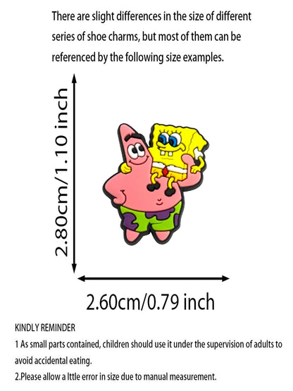 5-100PCS SpongeBob SquarePants Shoe Patrick Star Charm Mix Wholesale PVC cartoon Decoration Detachable Waterproof To Xmas Gift
