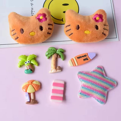 Hot Sale Hello Kitty Resin Shoe Charms Set  Cute Plush Shoe Decoration Accessories Removable Beach Vacation Style