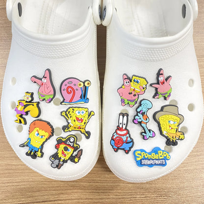 5-100PCS SpongeBob SquarePants Shoe Patrick Star Charm Mix Wholesale PVC cartoon Decoration Detachable Waterproof To Xmas Gift