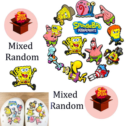 5-100PCS SpongeBob SquarePants Shoe Patrick Star Charm Mix Wholesale PVC cartoon Decoration Detachable Waterproof To Xmas Gift
