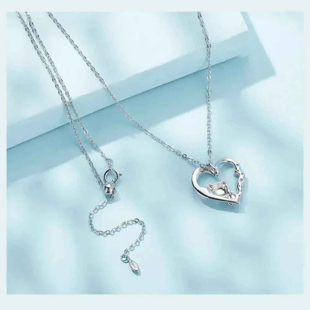 925 Sterling Silver Baby Panda Crystal Necklace | Enamel Cute Animal Charm Chain Link | Women'S Gift - 17.71'' Scn453