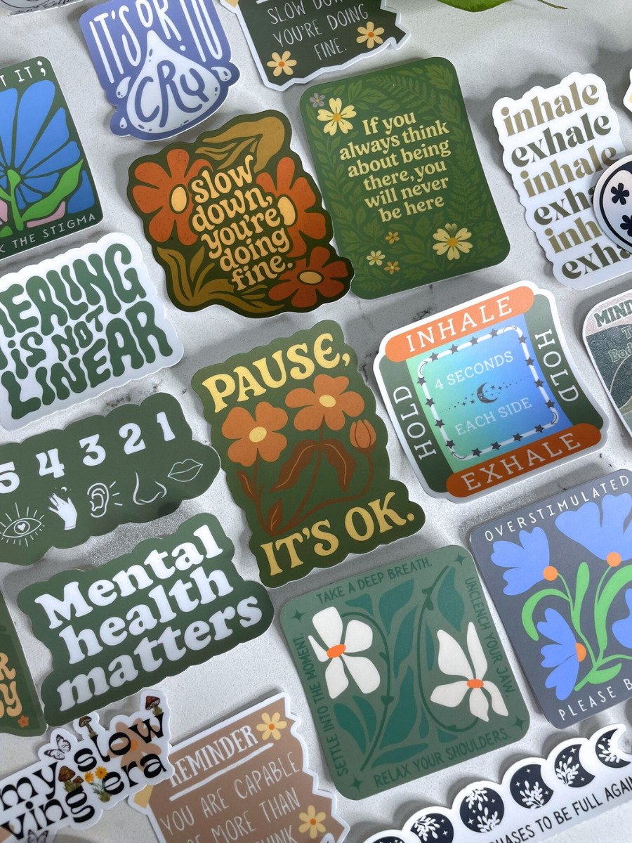 Mental Health Stickers Pack for Positive Vibes and Mindfulness