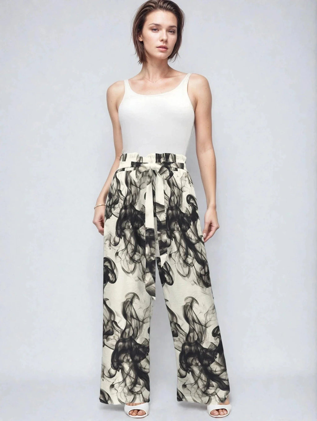 Smokey Wide Leg Pants with Pockets - Strappy Style for Effortless Elegance
