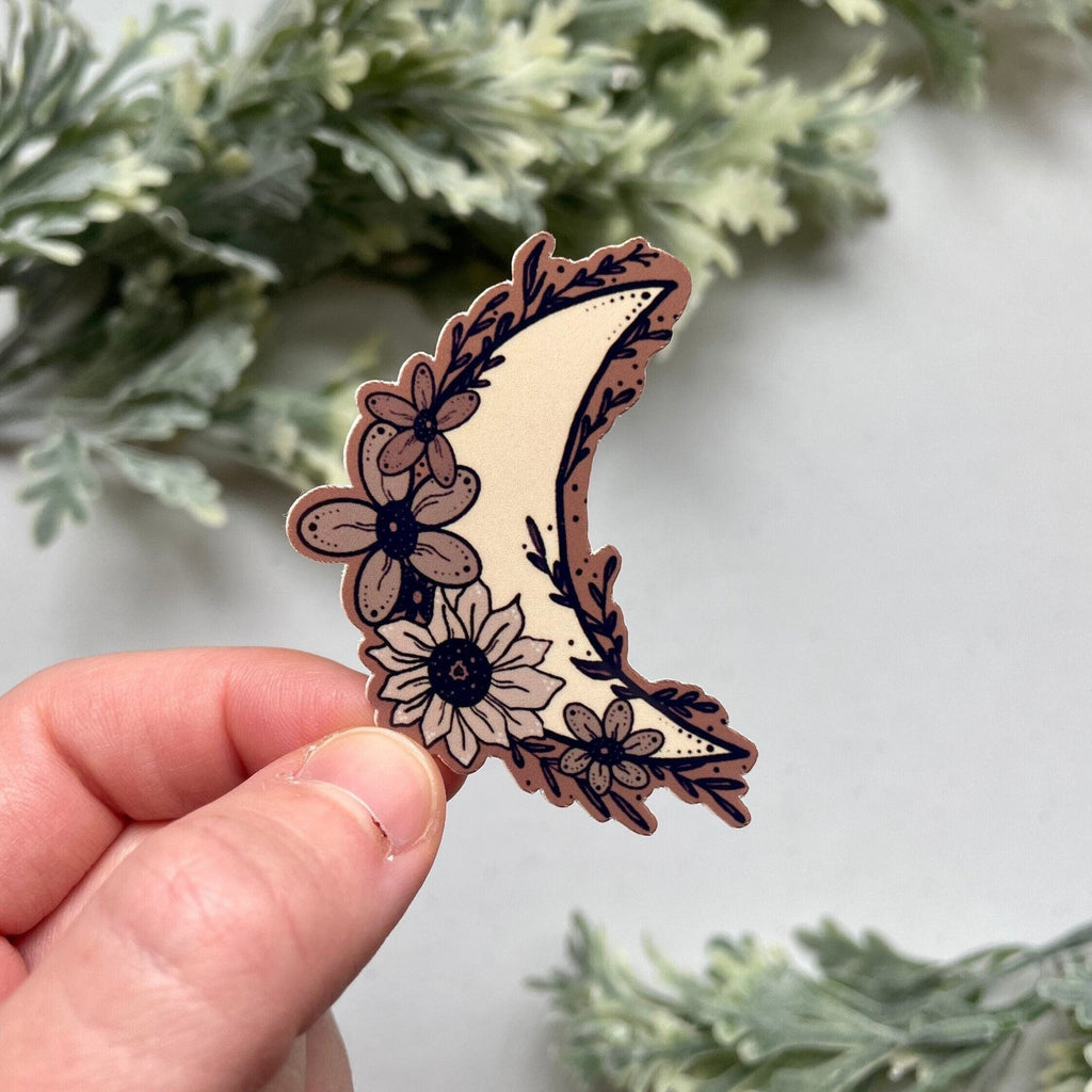 Crescent Moon Flower Sticker - Beautiful Floral Design for Unique Decor