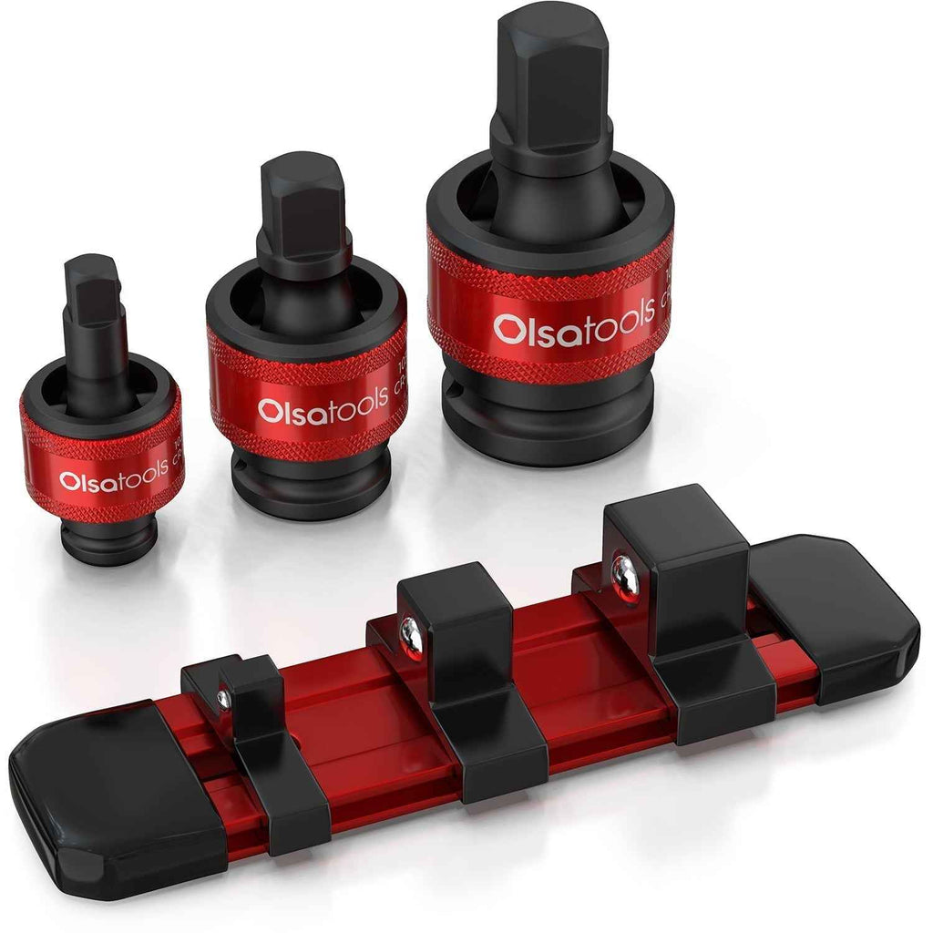 3pc Universal Joint Set, Socket Adapter 1/2", 3/8", and 1/4" drive