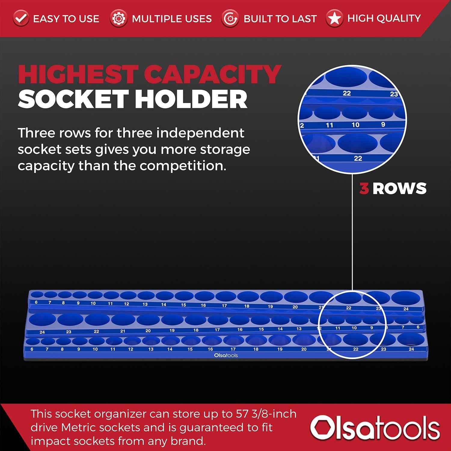 3-Row Magnetic Socket Holder