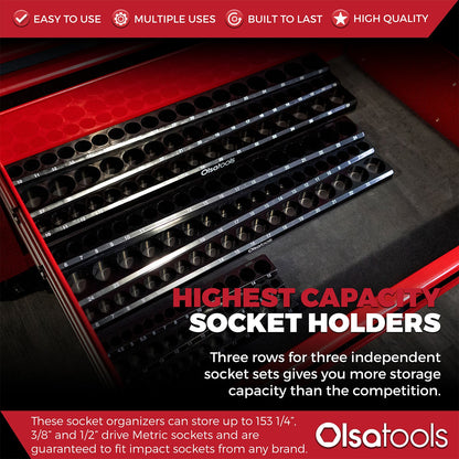 3-Row Magnetic Socket Holder
