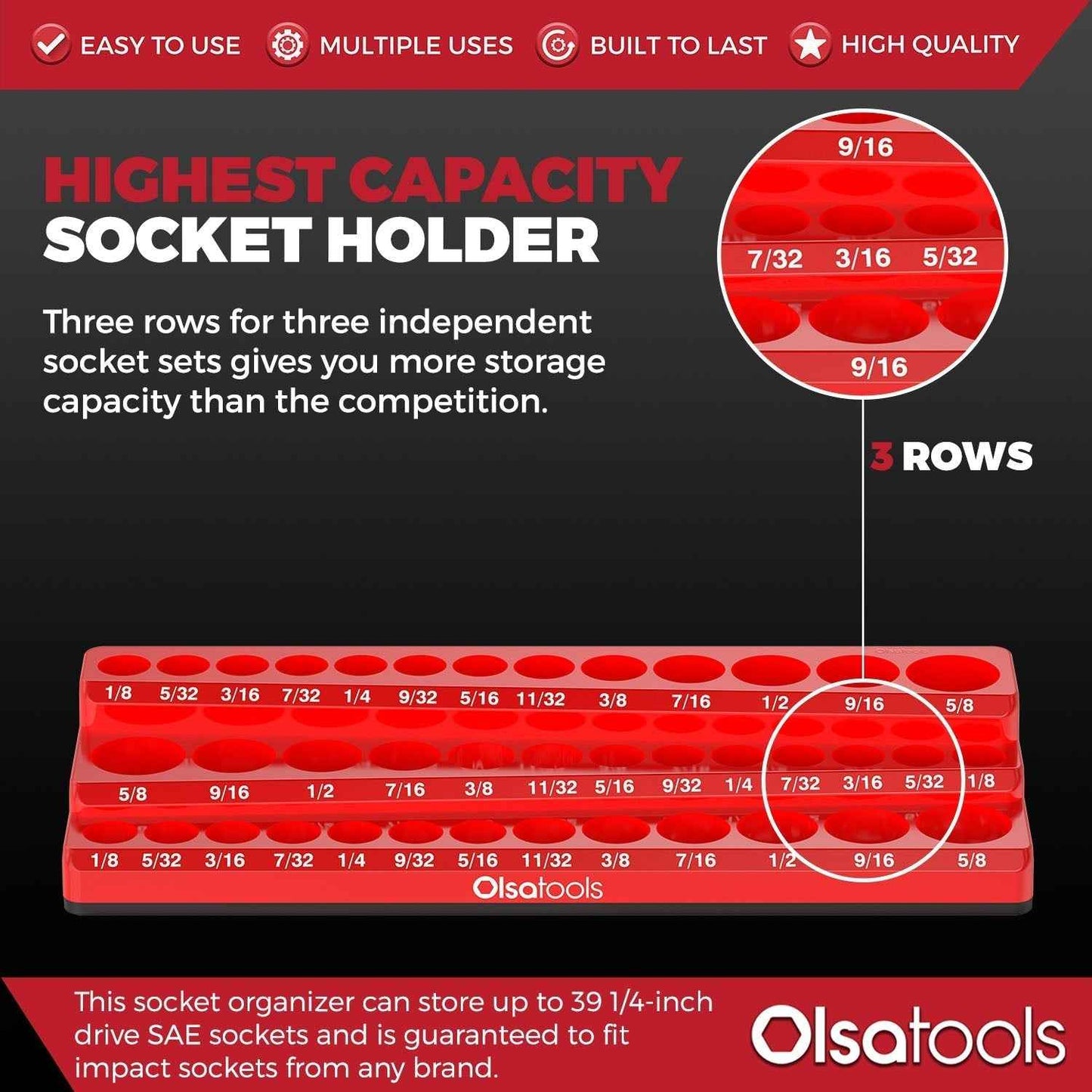 3-Row Magnetic Socket Holder
