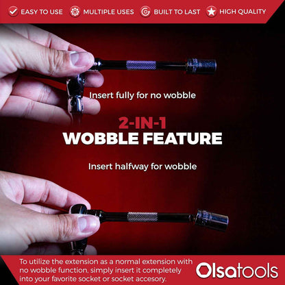 Wobble Socket Extension Set (9pc) | 1/2, 3/8, 1/4" Drive Ratchet Extension Bars