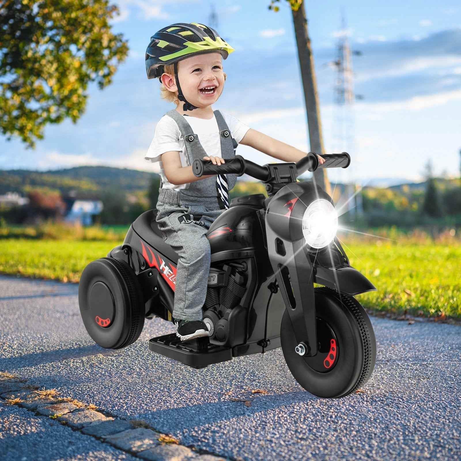 6V Kids Electric Motorcycle with Bubble Maker and Music - Beige