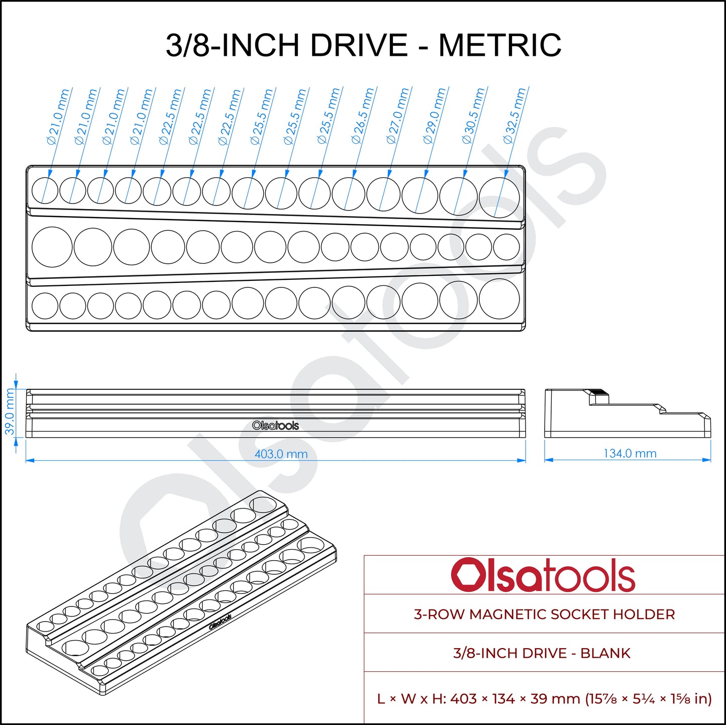 3-Row Magnetic Socket Holder