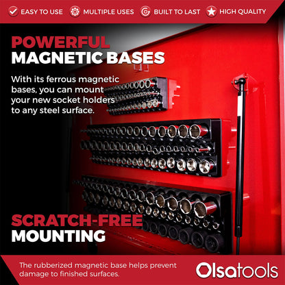 3-Row Magnetic Socket Holder