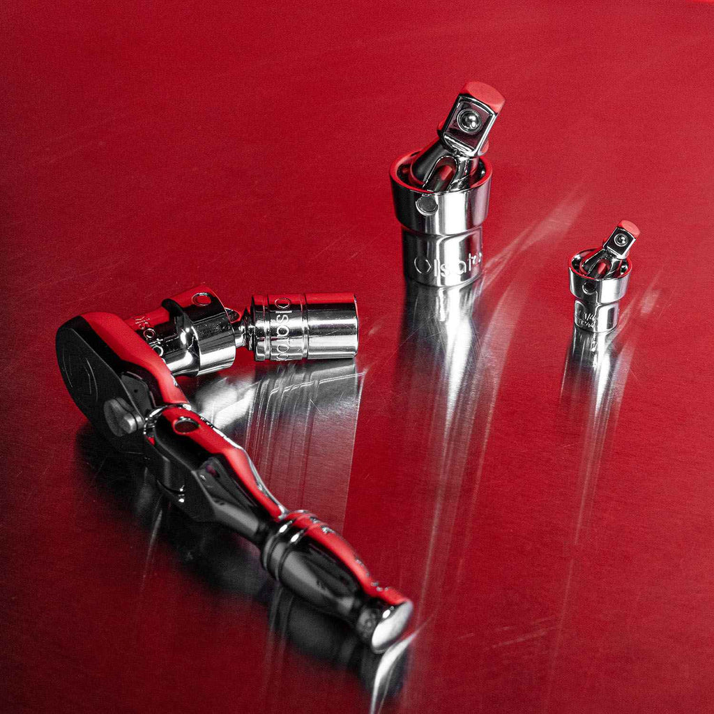 3pc Universal Joint Set, Socket Adapter 1/2", 3/8", and 1/4" drive