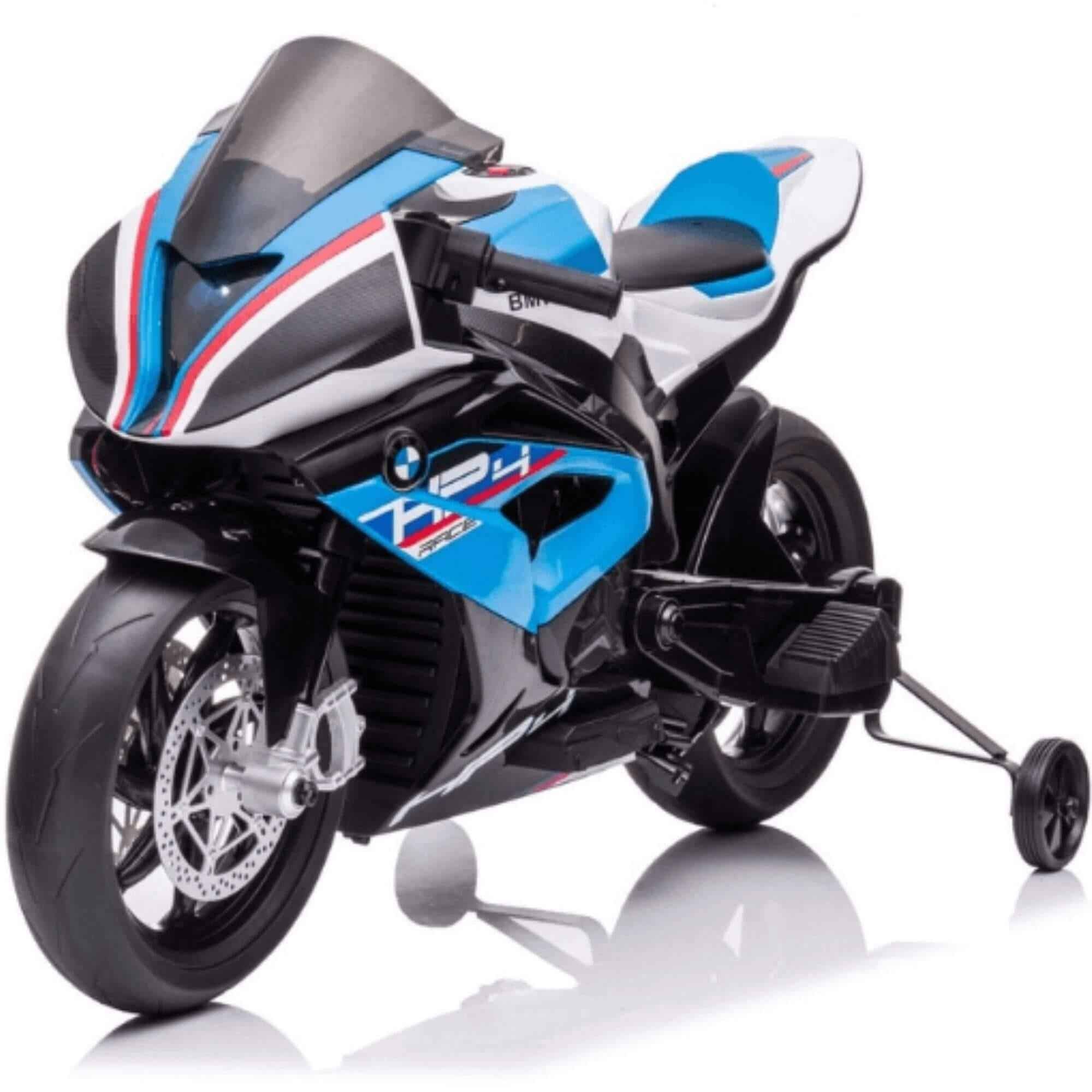12V Blue BMW HP4 Kids' Super Motorcycle W/ EVA Rubber Wheels, Music & Lights