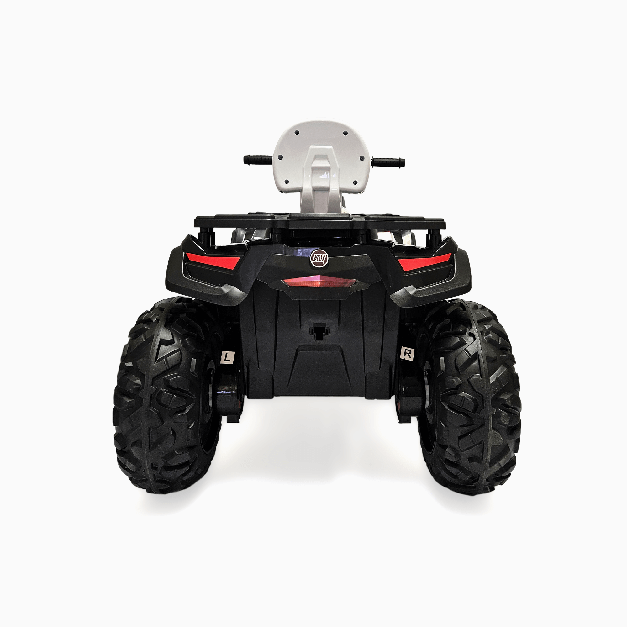24V White Upgraded Titan Edition 4x4 Ride-On Quad ATV W/ EVA Rubber Wheels, Bluetooth Music & Lights