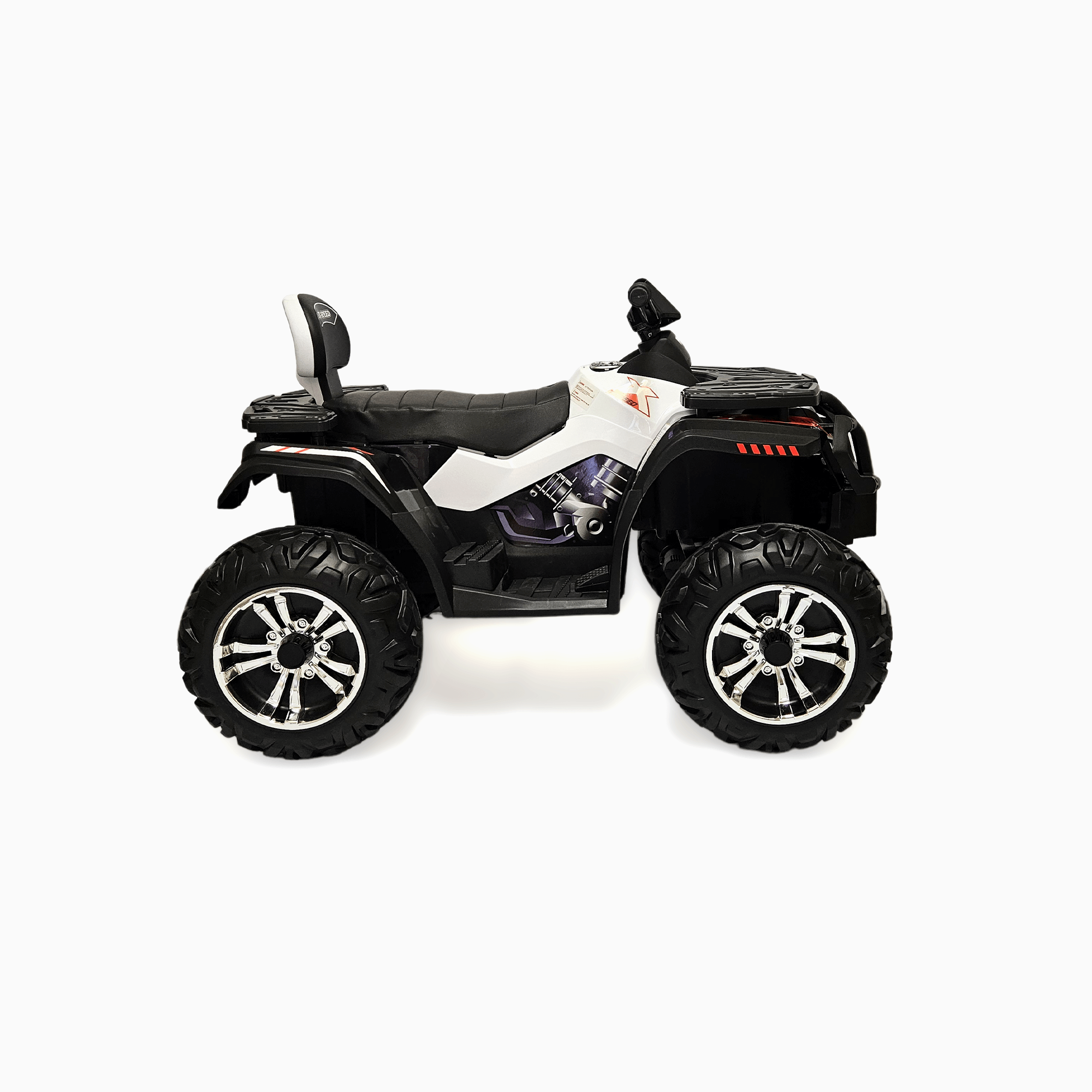 24V White Upgraded Titan Edition 4x4 Ride-On Quad ATV W/ EVA Rubber Wheels, Bluetooth Music & Lights