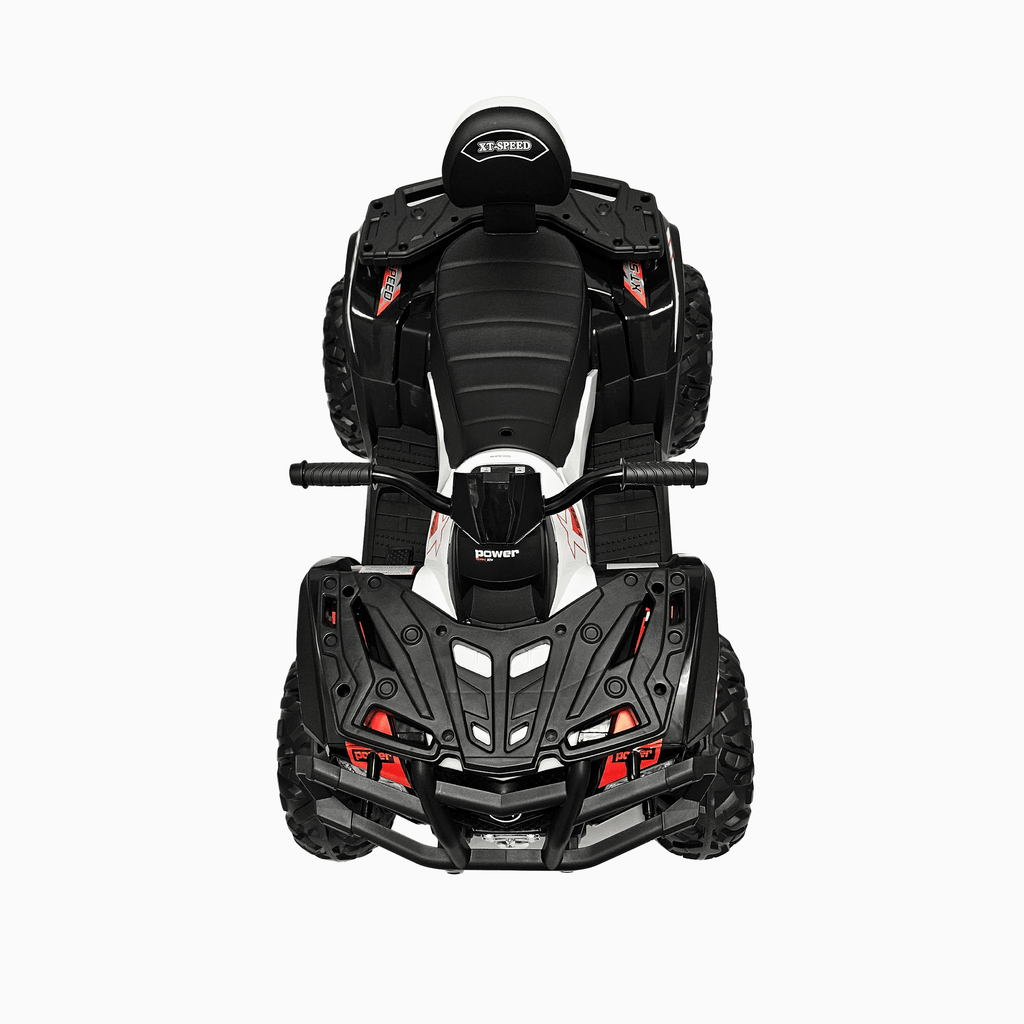 24V White Upgraded Titan Edition 4x4 Ride-On Quad ATV W/ EVA Rubber Wheels, Bluetooth Music & Lights