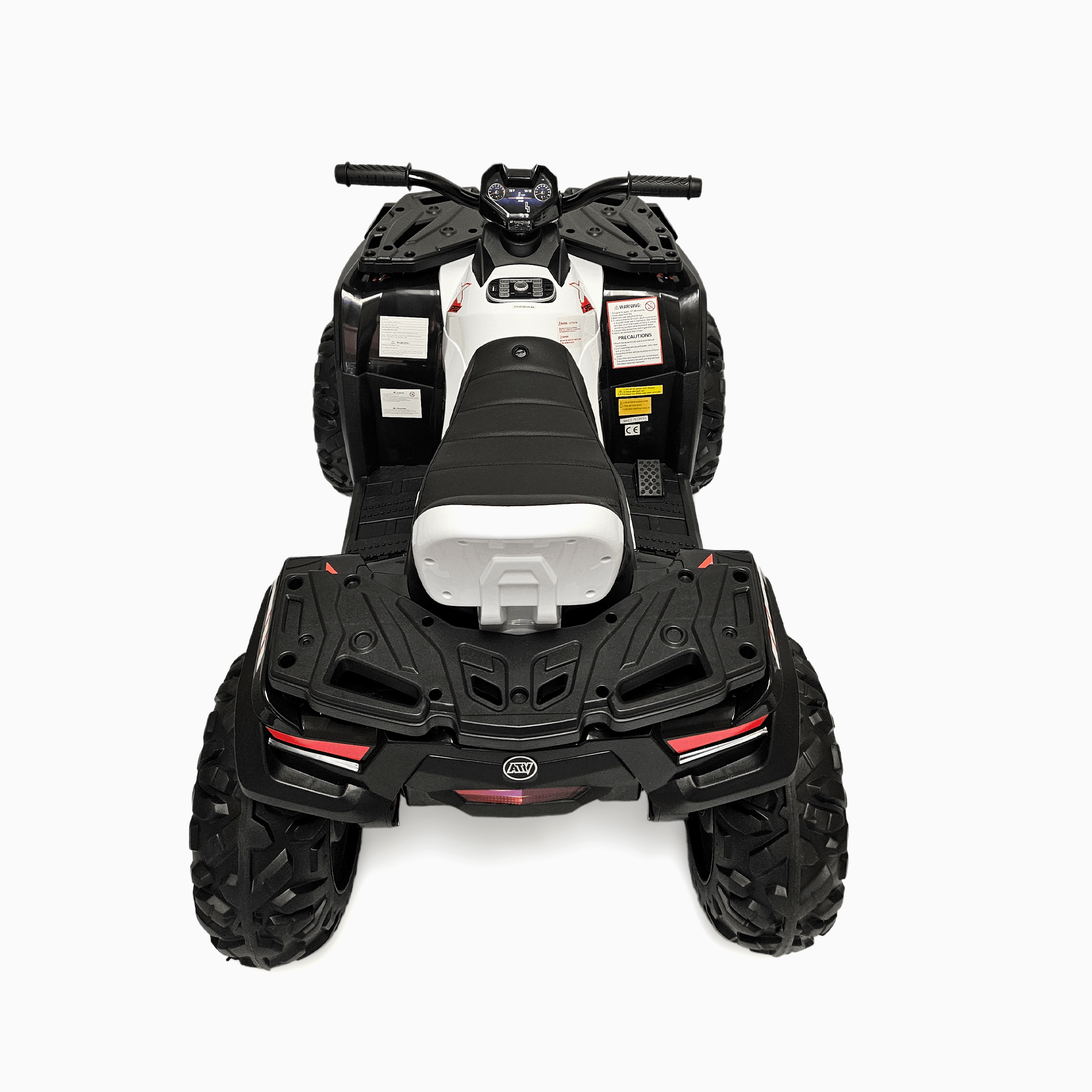 24V White Upgraded Titan Edition 4x4 Ride-On Quad ATV W/ EVA Rubber Wheels, Bluetooth Music & Lights