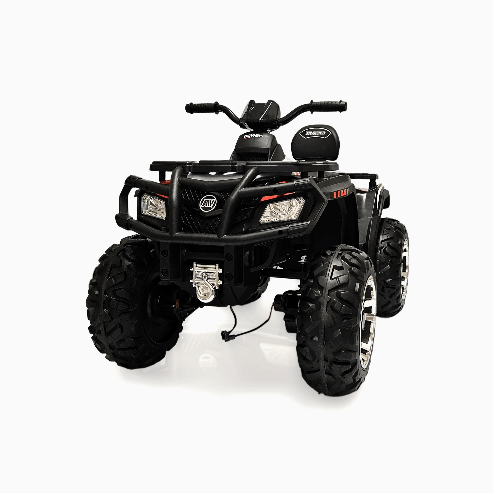 24V White Upgraded Titan Edition 4x4 Ride-On Quad ATV W/ EVA Rubber Wheels, Bluetooth Music & Lights
