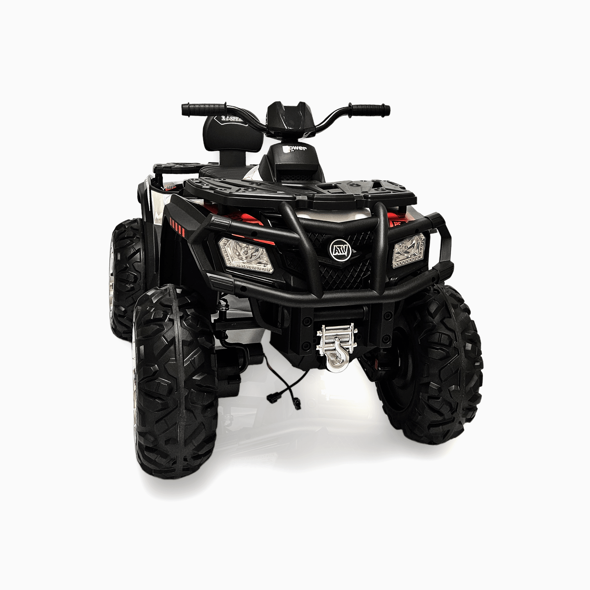 24V White Upgraded Titan Edition 4x4 Ride-On Quad ATV W/ EVA Rubber Wheels, Bluetooth Music & Lights