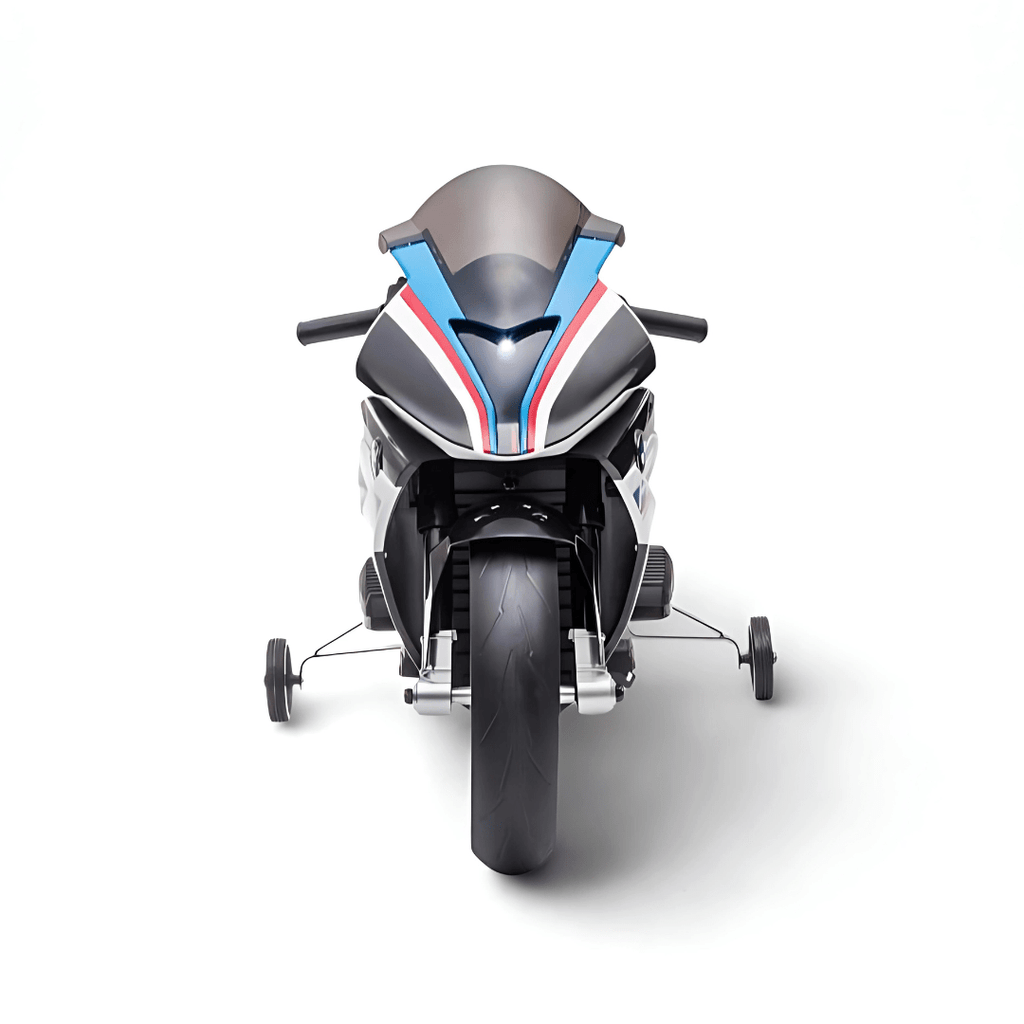 12V Blue BMW HP4 Kids' Super Motorcycle W/ EVA Rubber Wheels, Music & Lights