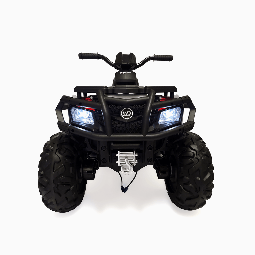 24V White Upgraded Titan Edition 4x4 Ride-On Quad ATV W/ EVA Rubber Wheels, Bluetooth Music & Lights